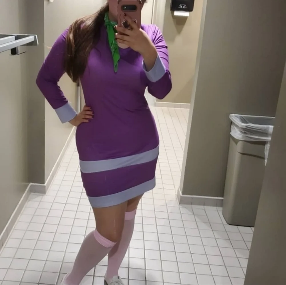 open lace back dress SCOOBY-DOO Daphne Blake Female Adult Purple Dress Party Carnival Halloween  Cosplay Costume main image 0